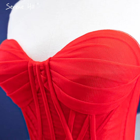 Red Ruffles High-end Wedding Dresses 2025 Lace Up Simple Sexy Bride Gowns HM67301 Custom Made