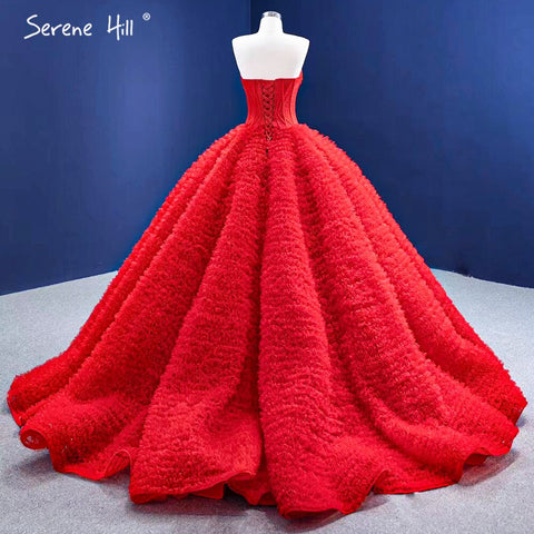 Red Ruffles High-end Wedding Dresses 2025 Lace Up Simple Sexy Bride Gowns HM67301 Custom Made