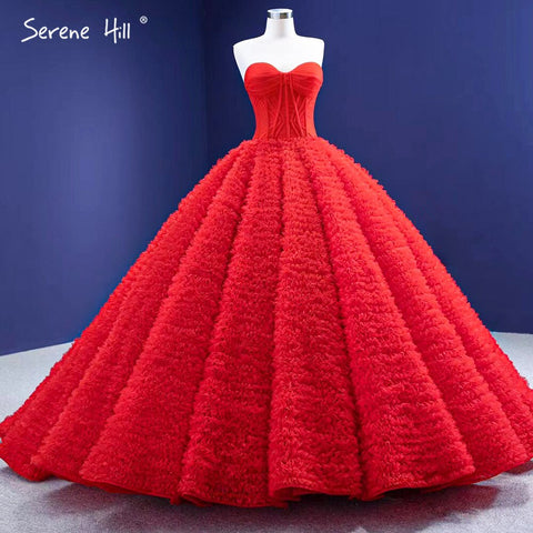 Red Ruffles High-end Wedding Dresses 2025 Lace Up Simple Sexy Bride Gowns HM67301 Custom Made