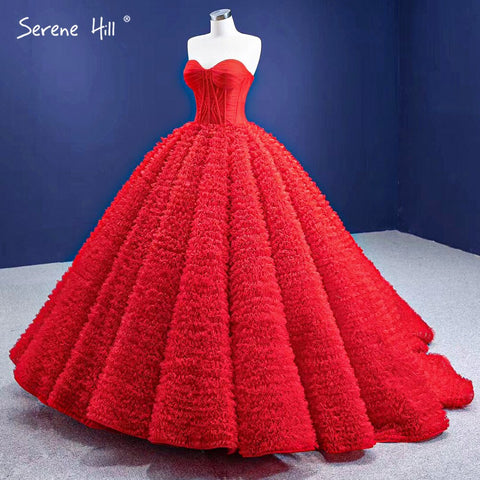 Red Ruffles High-end Wedding Dresses 2025 Lace Up Simple Sexy Bride Gowns HM67301 Custom Made