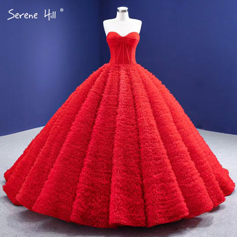 Red Ruffles High-end Wedding Dresses 2025 Lace Up Simple Sexy Bride Gowns HM67301 Custom Made