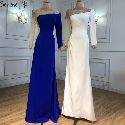 Red Satin Mermaid Evening Dresses Gowns 2025 Elegant Beaded Sexy For Women Wedding Party LA71152