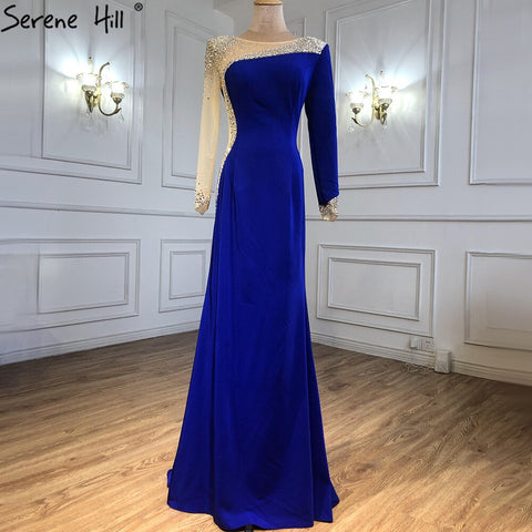 Red Satin Mermaid Evening Dresses Gowns 2025 Elegant Beaded Sexy For Women Wedding Party LA71152