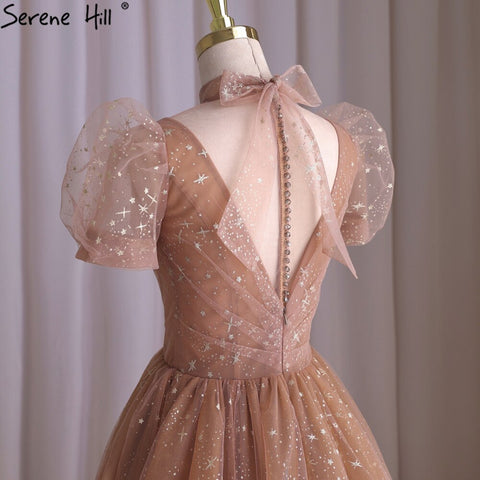 Robe de soirée trapèze rose à manches courtes, sexy, pour femme, idéale pour une fête de mariage, modèle 2025, LA70599