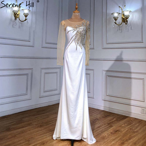 Royal Blue Satin Evening Dresses Gowns 2025 Beaded Elegant Mermaid For Women Wedding Party LA71471