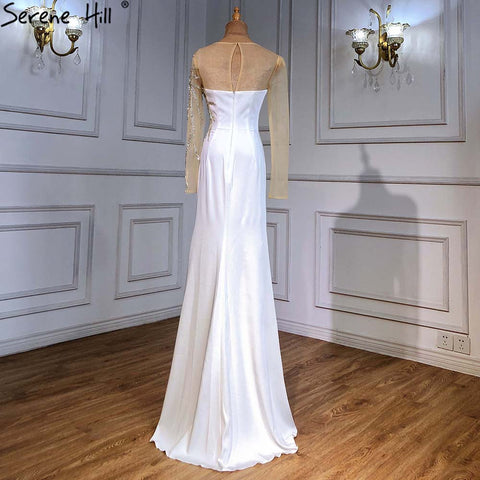 Royal Blue Satin Evening Dresses Gowns 2025 Beaded Elegant Mermaid For Women Wedding Party LA71471