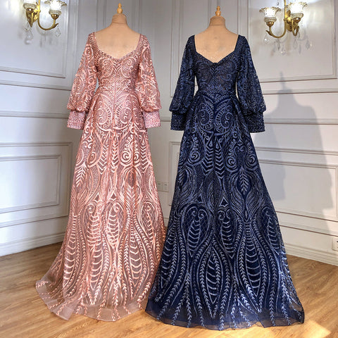 Roze Mermaid Avond Jurken 2025 Luxe Kralen Overrok Voor Vrouw Party LA71525