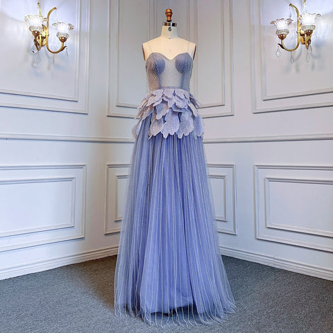 Sexy Sweetheart Strapless Silver A Line Luxury Crystal Evening Dresses Gowns 2025 For Women Wedding Party LA71647