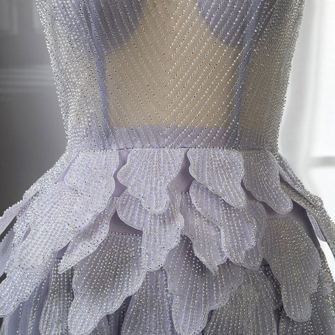 Sexy Sweetheart Strapless Silver A Line Luxury Crystal Evening Dresses Gowns 2025 For Women Wedding Party LA71647