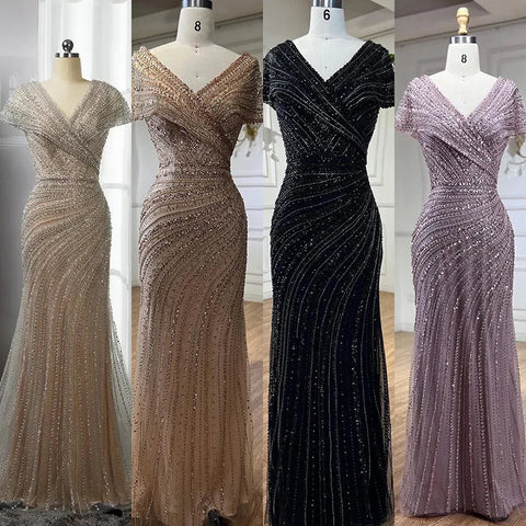 Luxury Silver Nude Mermaid Evening Dresses for Party LA71686