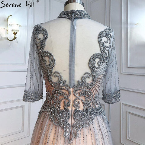 Silver Nude Luxury Evening Dresses Gowns 2025 Beaded A-Line Sexy For Woman Wedding Party  LA71186