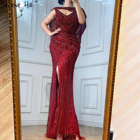 Silver Nude Luxury Mermaid Evening Dresses Gowns 2025 Beading Sparkle Elegant For Women Party  LA70752