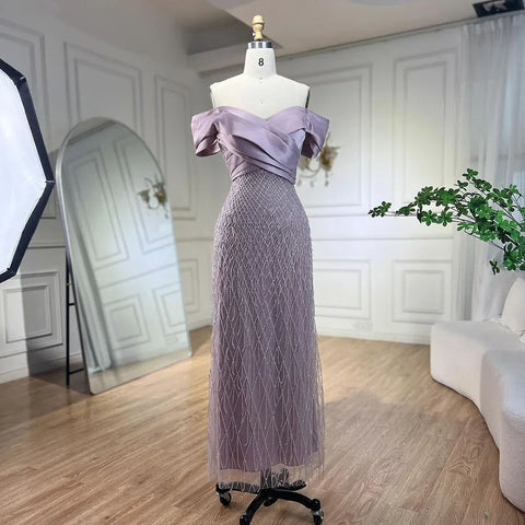 Elegant Off Shoulder Sage Green Dubai Evening Dresses for Women LA72125