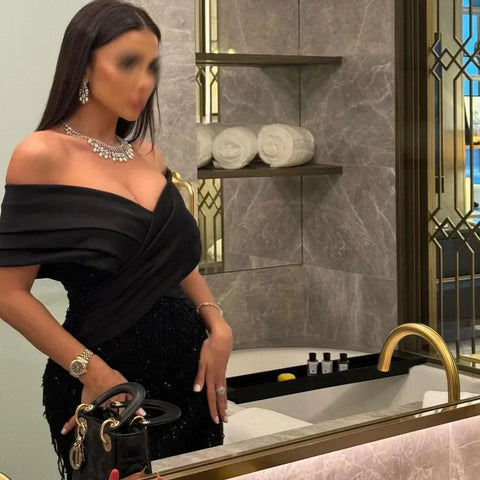 Elegant Off Shoulder Sage Green Dubai Evening Dresses for Women LA72125