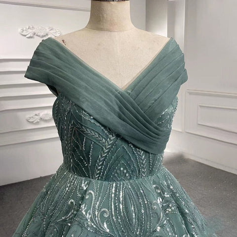 Turquoise Lace Up Wedding Dresses Beaded Bridal Evening Dresses Long 2025 Celebrity HM67421 High-end Custom Made