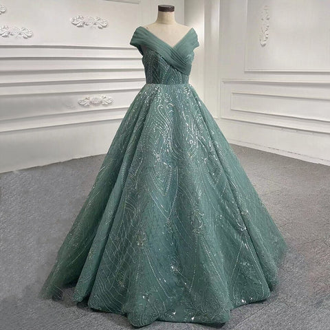 Turquoise Lace Up Wedding Dresses Beaded Bridal Evening Dresses Long 2025 Celebrity HM67421 High-end Custom Made