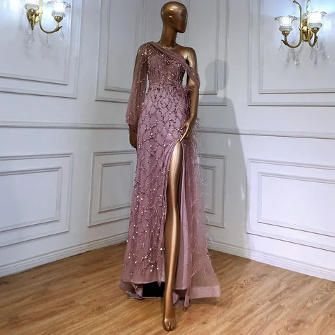 Robe de soirée sirène turquoise, luxueuse et élégante, avec perles, pour femme, modèle LA71466, 2025 