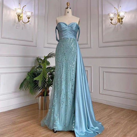 Turquoise With Skirt Mermaid Sexy Strapless Elegant Lace Beaded Evening Dresses Gowns 2025 For Women Party LA71813