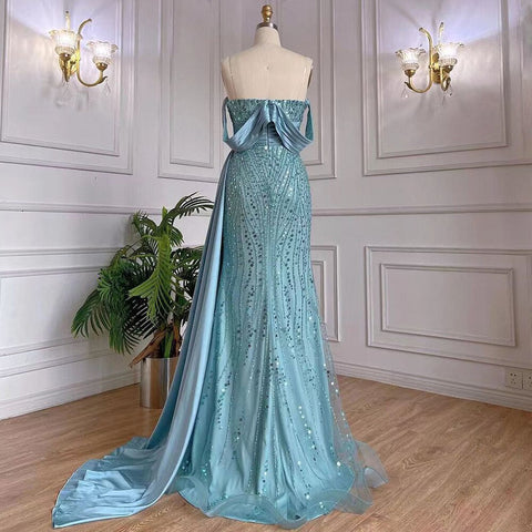 Turquoise With Skirt Mermaid Sexy Strapless Elegant Lace Beaded Evening Dresses Gowns 2025 For Women Party LA71813