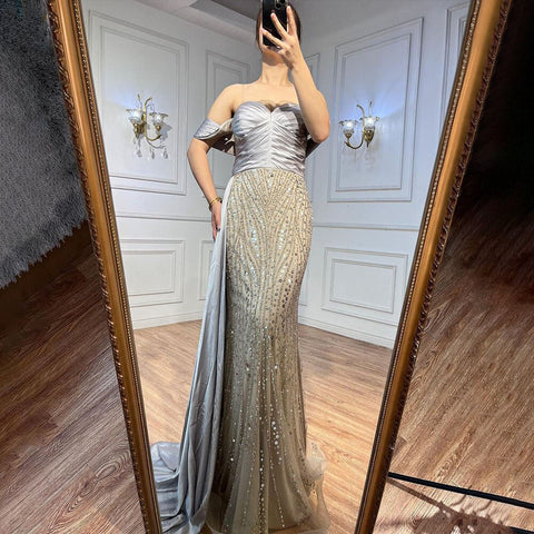 Turquoise With Skirt Mermaid Sexy Strapless Elegant Lace Beaded Evening Dresses Gowns 2025 For Women Party LA71813