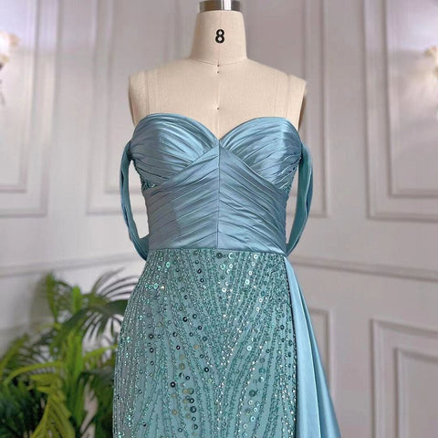 Turquoise With Skirt Mermaid Sexy Strapless Elegant Lace Beaded Evening Dresses Gowns 2025 For Women Party LA71813