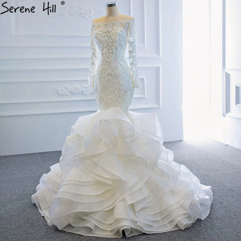 Vintage White Mermaid Wedding Dresses 2025 Off Shoulder Lace Sexy Elegant Bride Gowns HM66734 Custom Made