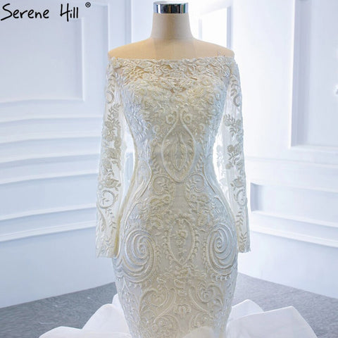 Vintage White Mermaid Wedding Dresses 2025 Off Shoulder Lace Sexy Elegant Bride Gowns HM66734 Custom Made