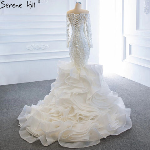 Vintage White Mermaid Wedding Dresses 2025 Off Shoulder Lace Sexy Elegant Bride Gowns HM66734 Custom Made