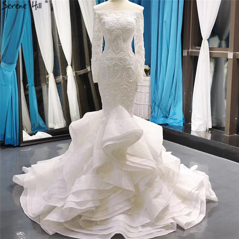 Vintage White Mermaid Wedding Dresses 2025 Off Shoulder Lace Sexy Elegant Bride Gowns HM66734 Custom Made