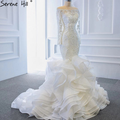 Vintage White Mermaid Wedding Dresses 2025 Off Shoulder Lace Sexy Elegant Bride Gowns HM66734 Custom Made
