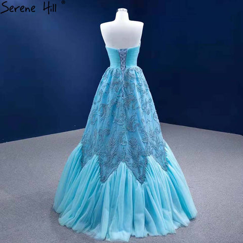 Water Blue Luxury Evening Dresses Gowns 2025 A-Line Beaded High-end For Women Wedding Party HM67419