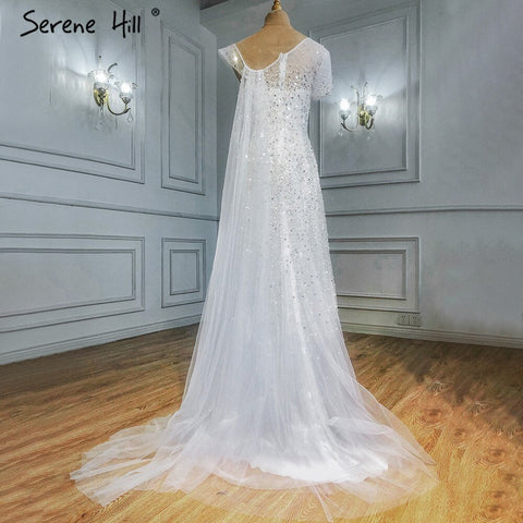 White Beaded Sexy Evening Dresses Gowns 2025 One Shoulder A-Line For Women Wedding Party LA71293