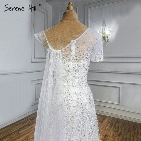 White Beaded Sexy Evening Dresses Gowns 2025 One Shoulder A-Line For Women Wedding Party LA71293