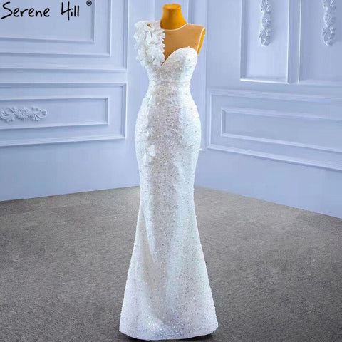 White Detachable Train Wedding Dresses Gowns 2025 Mermaid Luxury Beaded Pearls Elegant Bridal Dress HM67409