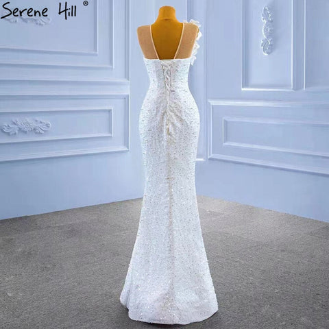 White Detachable Train Wedding Dresses Gowns 2025 Mermaid Luxury Beaded Pearls Elegant Bridal Dress HM67409