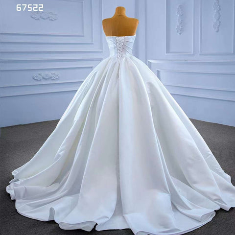 White High End Strapless Beaded Luxury Pearls Lace Up Bride Gowns Wedding Dress 2025 Custom Made HM67522
