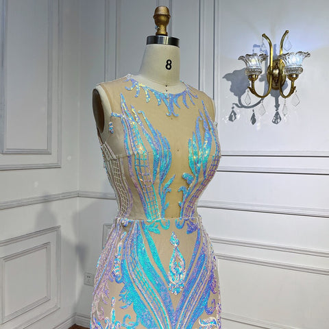 White Long Prom Dresses 2025 Luxury Sequined  Sexy Mermaid Style Black Girl Prom Gala Party Gowns 2025 LA72025