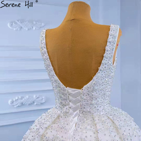 White Luxury Lace Up Wedding Dresses 2025 Beaded High-end Sexy Bride Gowns HM67377 Custom Made