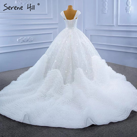 White Luxury Sexy Wedding Dresses 2025 Ruffles Beaded High-end Bride Gowns HM67321 Custom Made
