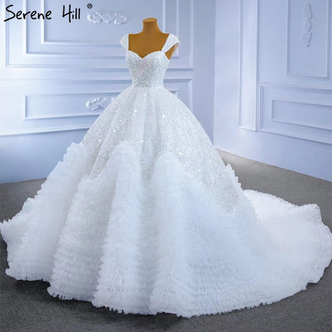 White Luxury Sexy Wedding Dresses 2025 Ruffles Beaded High-end Bride Gowns HM67321 Custom Made