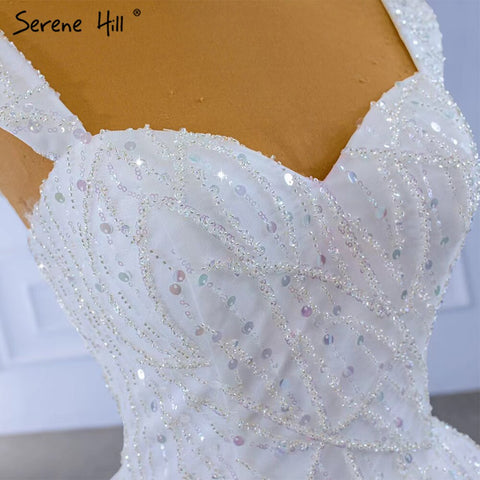 White Luxury Sexy Wedding Dresses 2025 Ruffles Beaded High-end Bride Gowns HM67321 Custom Made