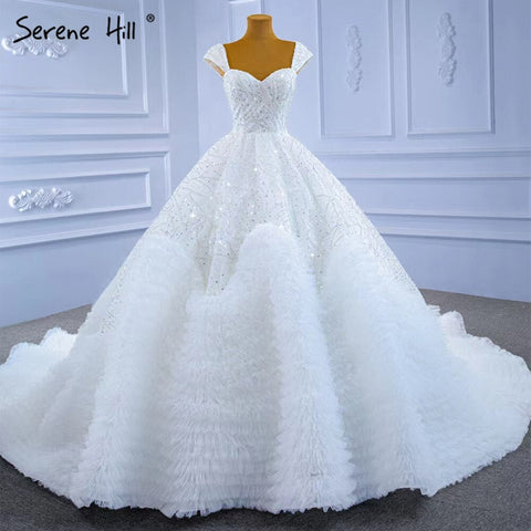 White Luxury Sexy Wedding Dresses 2025 Ruffles Beaded High-end Bride Gowns HM67321 Custom Made