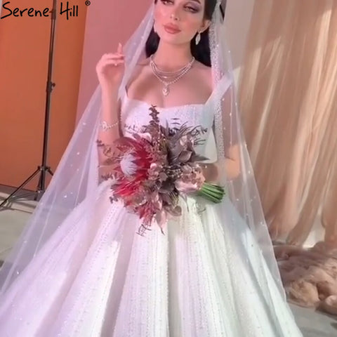 White Luxury Sexy Wedding Dresses 2025 Spaghetti Straps Beading High-end Bride Gowns HA2468 Custom Made