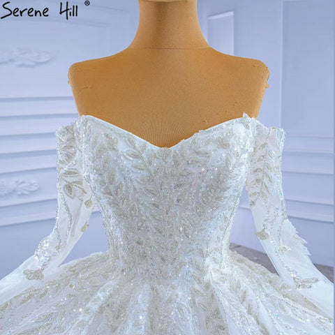 White Luxury Sexy Wedding Dresses 2025 Sparkle Beaded Lace Up Bride Gowns HM67284 Custom Made