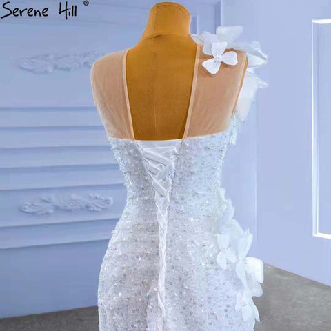 White Mermaid Elegant Wedding Dresses Gowns 2025 Flowers Beaded Luxury Bridal Dress HM67424