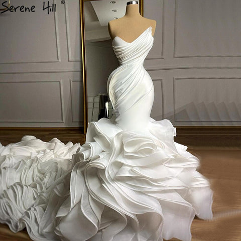 White Mermaid Elegant Wedding Dresses Gowns Sweetheart Sexy Flowers High-end Bridal Dress 2025 HM67212