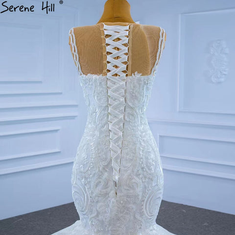 White Mermaid Luxury Wedding Dresses 2025 Beaded Tiered Sexy Elegant Bride Gowns HM62755 Custom Made
