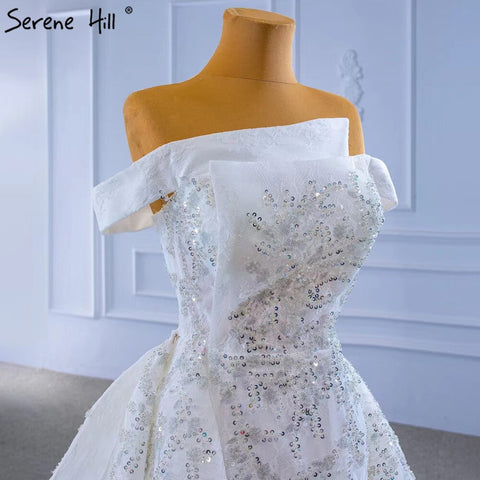 White Mermaid Overskirt Evening Dresses Gowns 2025 Beaded Elegant Luxury For Women Party HM67336