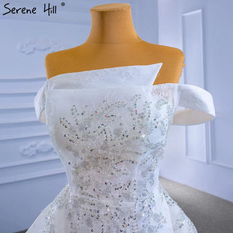 White Mermaid Overskirt Evening Dresses Gowns 2025 Beaded Elegant Luxury For Women Party HM67336