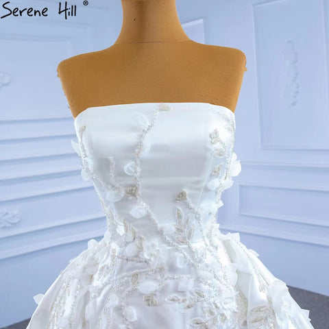 White Mermaid Overskirt Wedding Dresses 2025 Elegant Flowers Beaded Bride Gowns HM67282 Custom Made